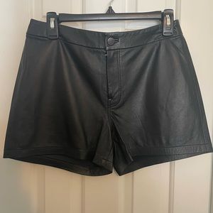 Black leather shorts. J brand new with tags.